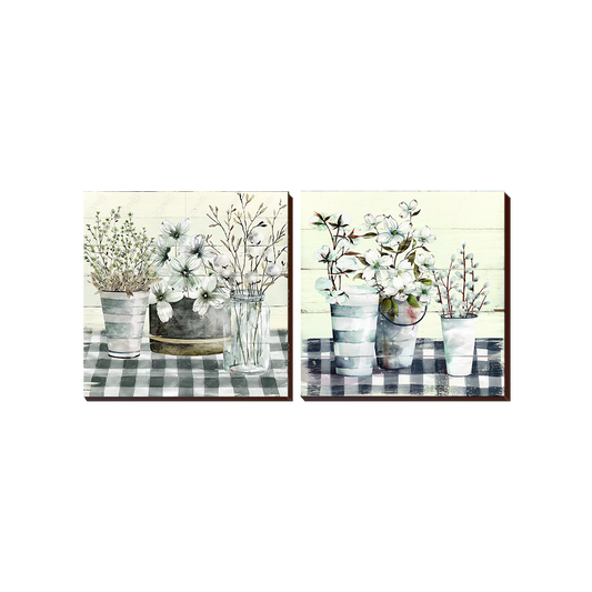 Floral Contemporary  Grey 2 Piece Set Square 101