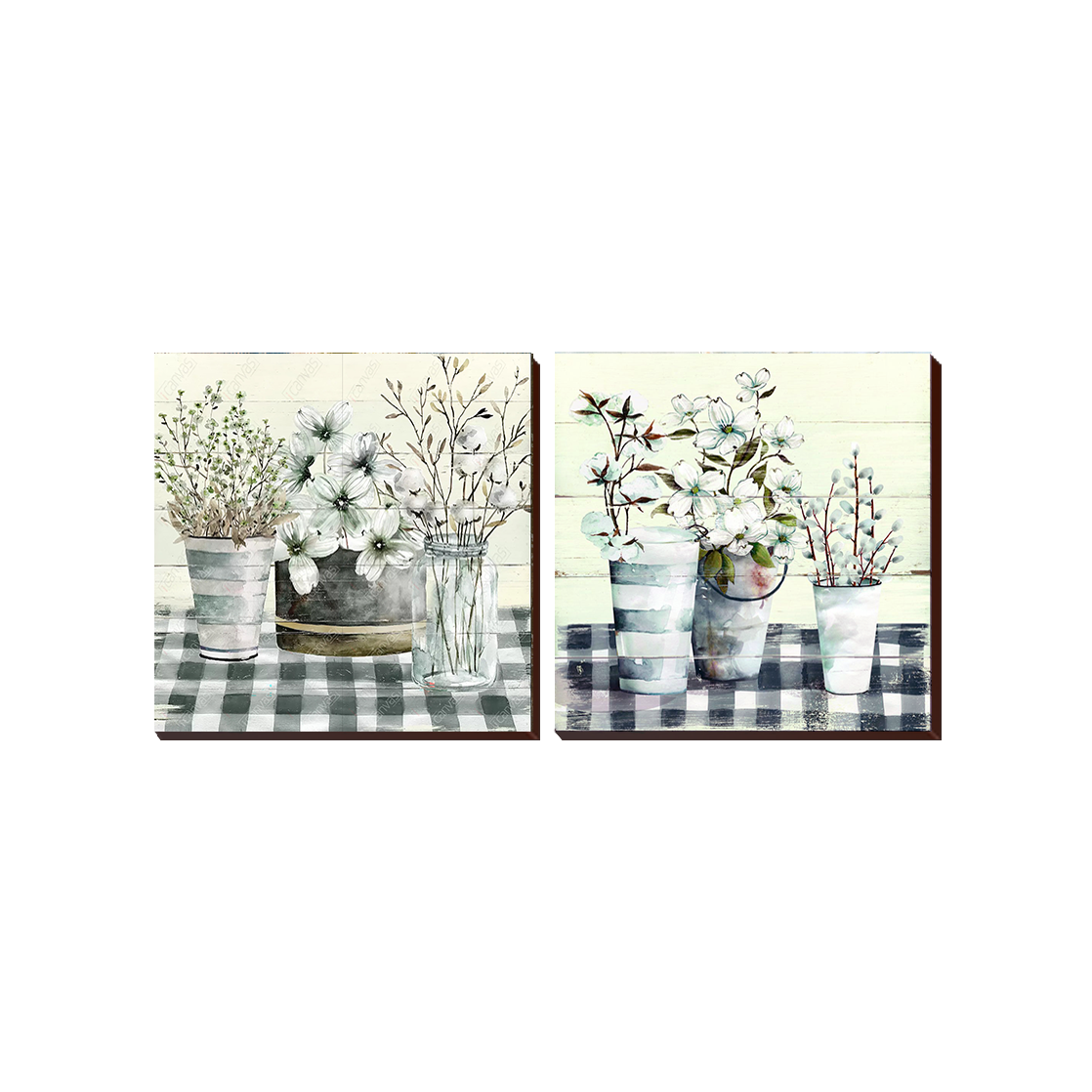 Floral Contemporary  Grey 2 Piece Set Square 101
